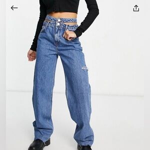 Pull & Bear Cut Out High Waisted Jeans